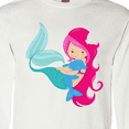 thumbnail image 4 of Inktastic Mermaid And Dolphin, Mermaid With Pink Hair Long Sleeve T-Shirt, 4 of 5