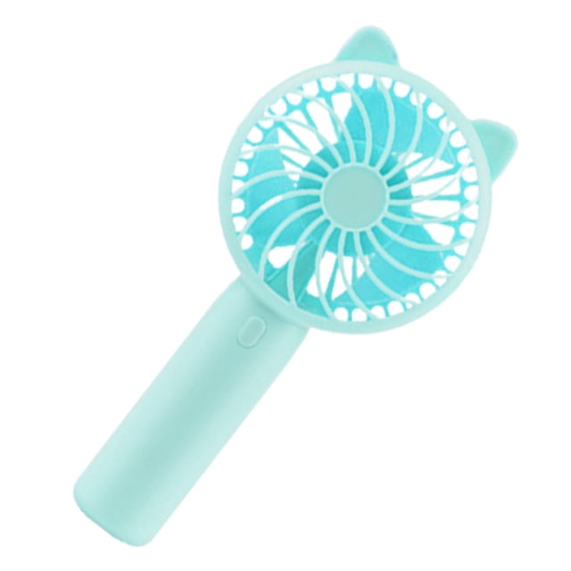Mini ventilador de mano portátil con 3 velocidades de enfriamiento y bajo nivel de ruido. Azul claro