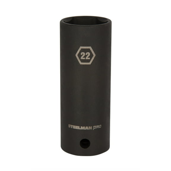 STEELMAN PRO 1/2 in. Drive x 22mm Deep Thin Wall 6-Point Impact Socket, 79407
