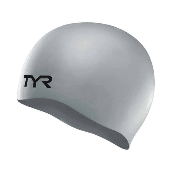 TYR Silicone Swim Cap for Men and Women – Wrinkle-Free, Durable & Tear Resistant, Low Drag Training & Competition Cap, Silver