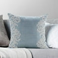 thumbnail image 4 of The HomeCentric Light Blue Throw Pillows Cover Beaded Baroque French Toile Theme Pillows Cover Pack of 2 14x14 inch (35x35 cm) Pillow Case Square Silk Pillowcase Floral Victorian - White Waters, 4 of 6