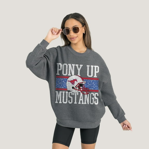 Women's Gameday Couture Charcoal SMU Mustangs Premium Fleece Pullover Sweatshirt