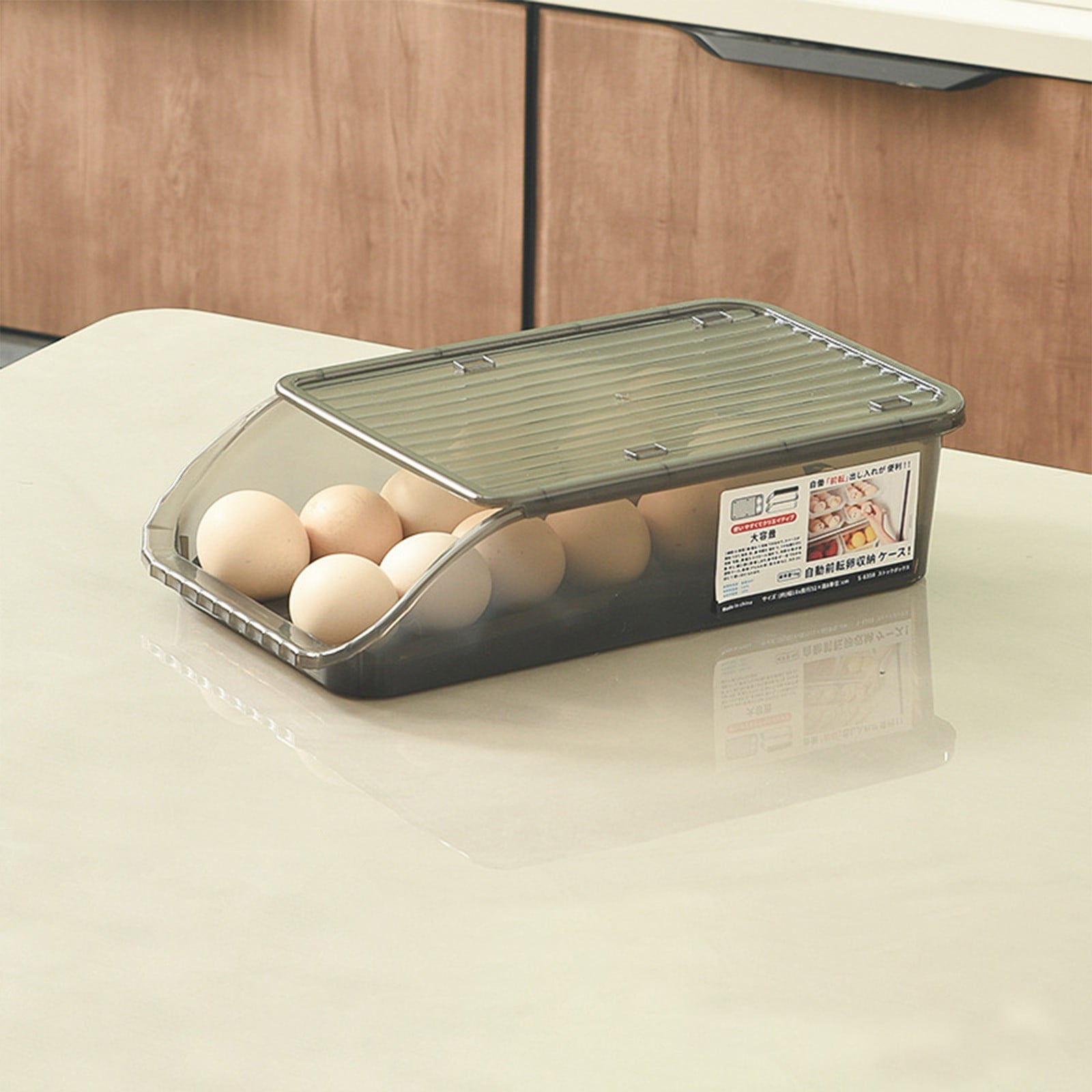 Plastic Storage Bins with Lids - 2-Layer Auto Rolling Egg Organizer for Refrigerator, Clear Stackable Tray Holds 24 Eggs