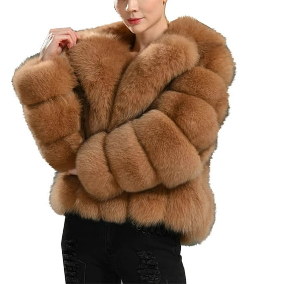 Zpanxa Plus Size Womens Faux Fur Lined Jacket Stand Collar Windproof Winter Coat Long Sleeve Thermal Outerwear