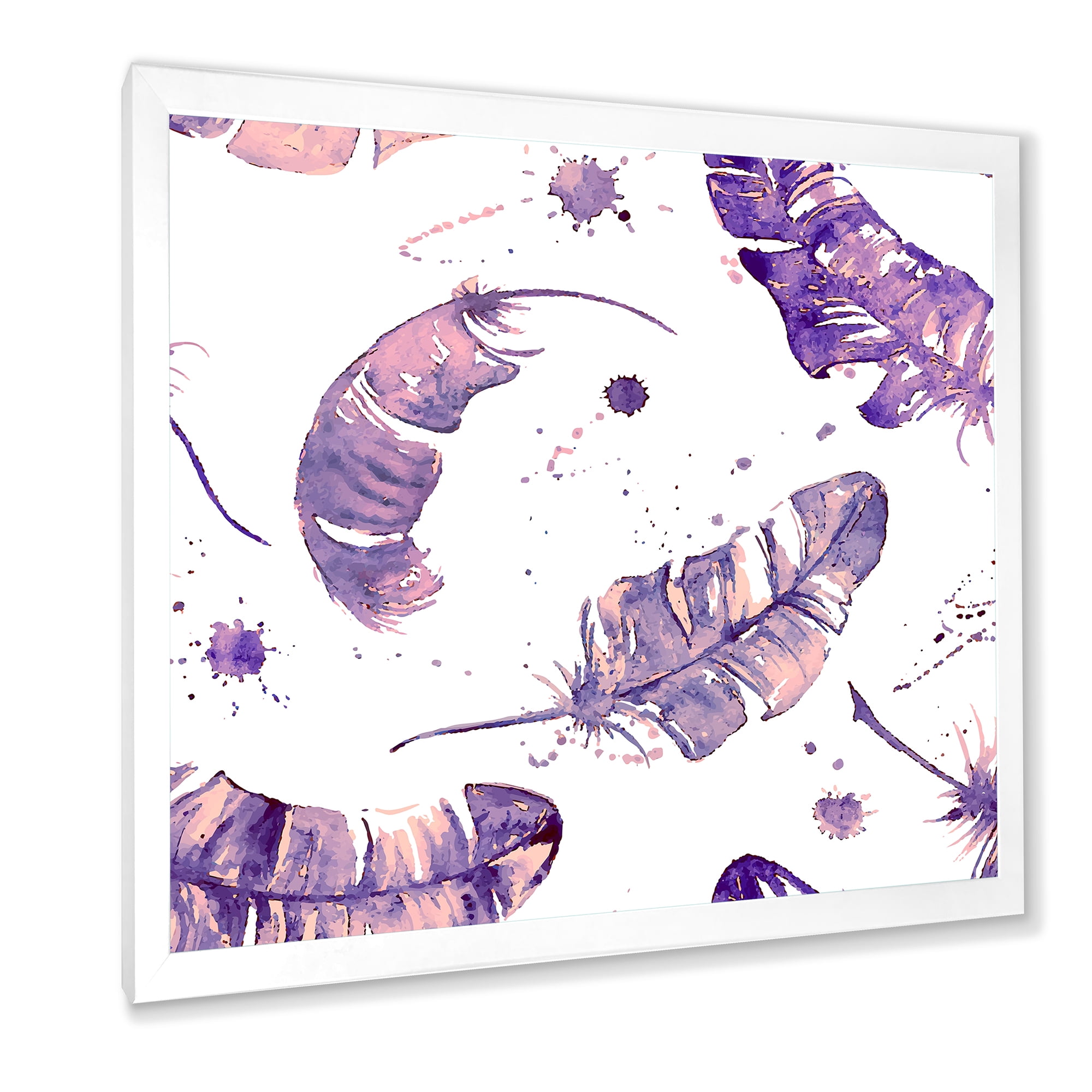 Designart 'Ethnic Purple Feathers Composition' Bohemian & Eclectic Framed Art Print