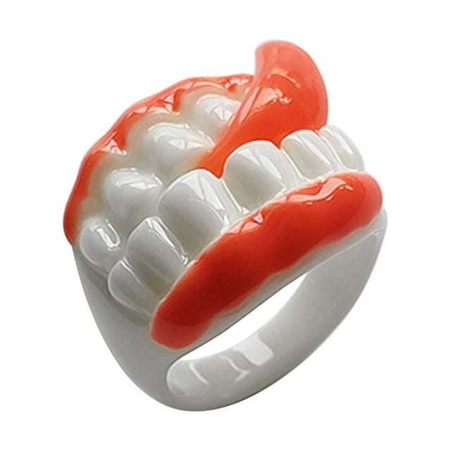 Hearth & Gear Alternative Ring Teeth Tongue Shape Cartoon Ring Suitable For Boys And Girls Modeling (Two Styles ) Cool Rings Women Girl Ring Set Ring Set for Girls Preppy Rings for Teen Girls Punk