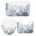 thumbnail image 2 of Summer Marine Life Bathroom Rugs Set Ocean Coral Blue Coastal Starfish Conch Non Slip Absorbent Soft Bath Mats 3 Piece Set with Bathroom Rug, U-Shaped Floor Mat, Toilet Seat Cover Large Size, 2 of 9