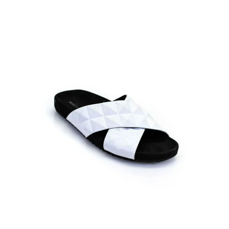 

Pre-owned|Rebecca Minkoff Womens Cross Strap Slide On Sandals White Size 6.5 Medium