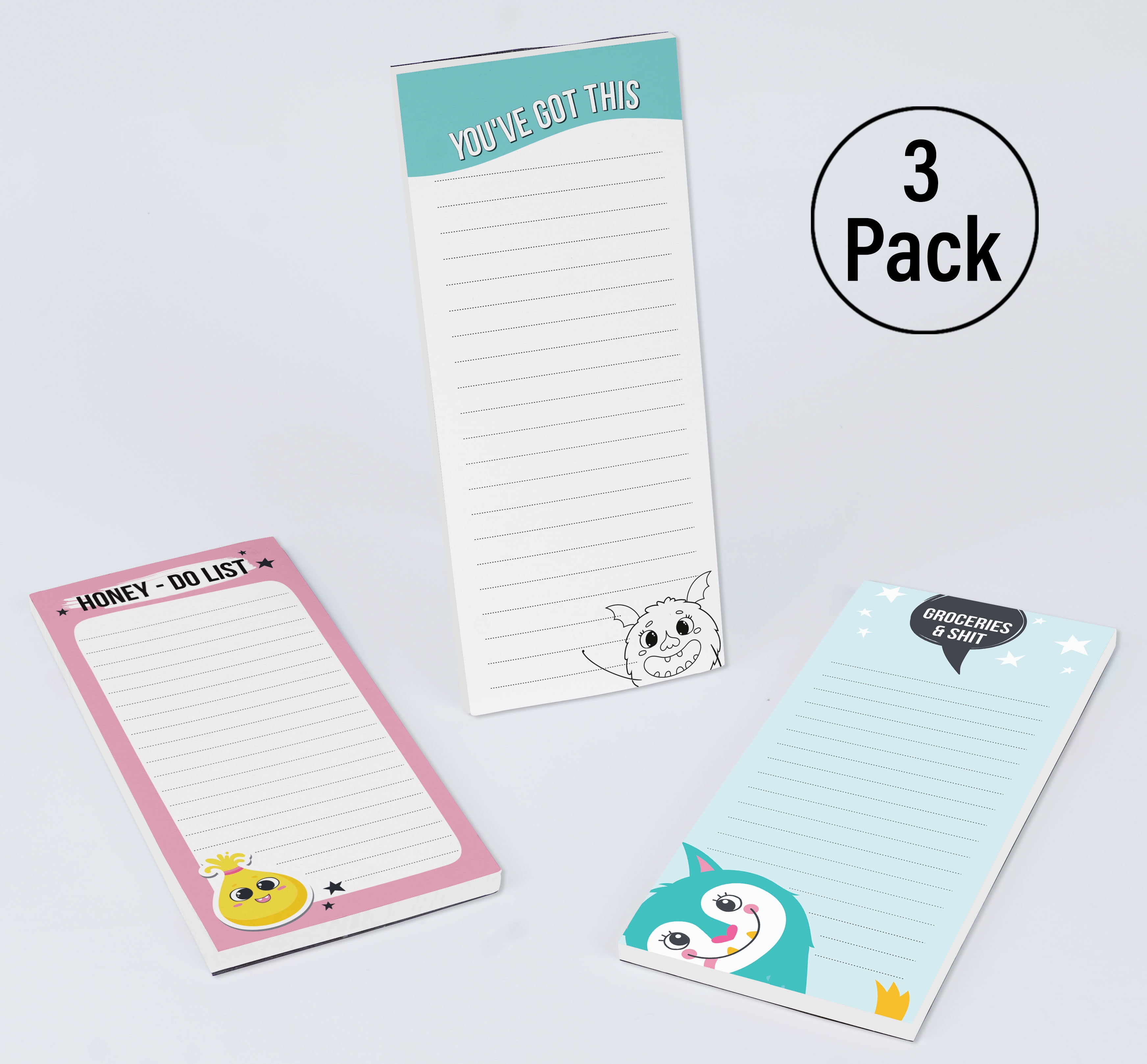 Inkdotpot Pack of 3 Magnetic Fridge To-Do List Notepads- Magnetic Memo Pads For Refrigerator-(50 Sheets Each)-HW