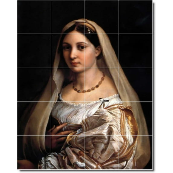 Ceramic Tile Mural-Raphael Women Painting 233. 32" w x 40" h using (20) 8 x 8 ceramic tiles