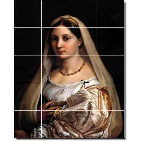 Ceramic Tile Mural-Raphael Women Painting 233. 17" w x 21.25" h using (20) 4.25 x 4.25 ceramic tiles