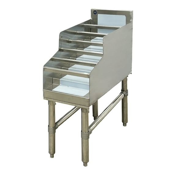 12'' x 29'' Liquor Bottle Display Shelf Six-Tier Stainless Steel Liquor Display Rack, Wine Bottle Holder RackStorage Stand for Party Bar