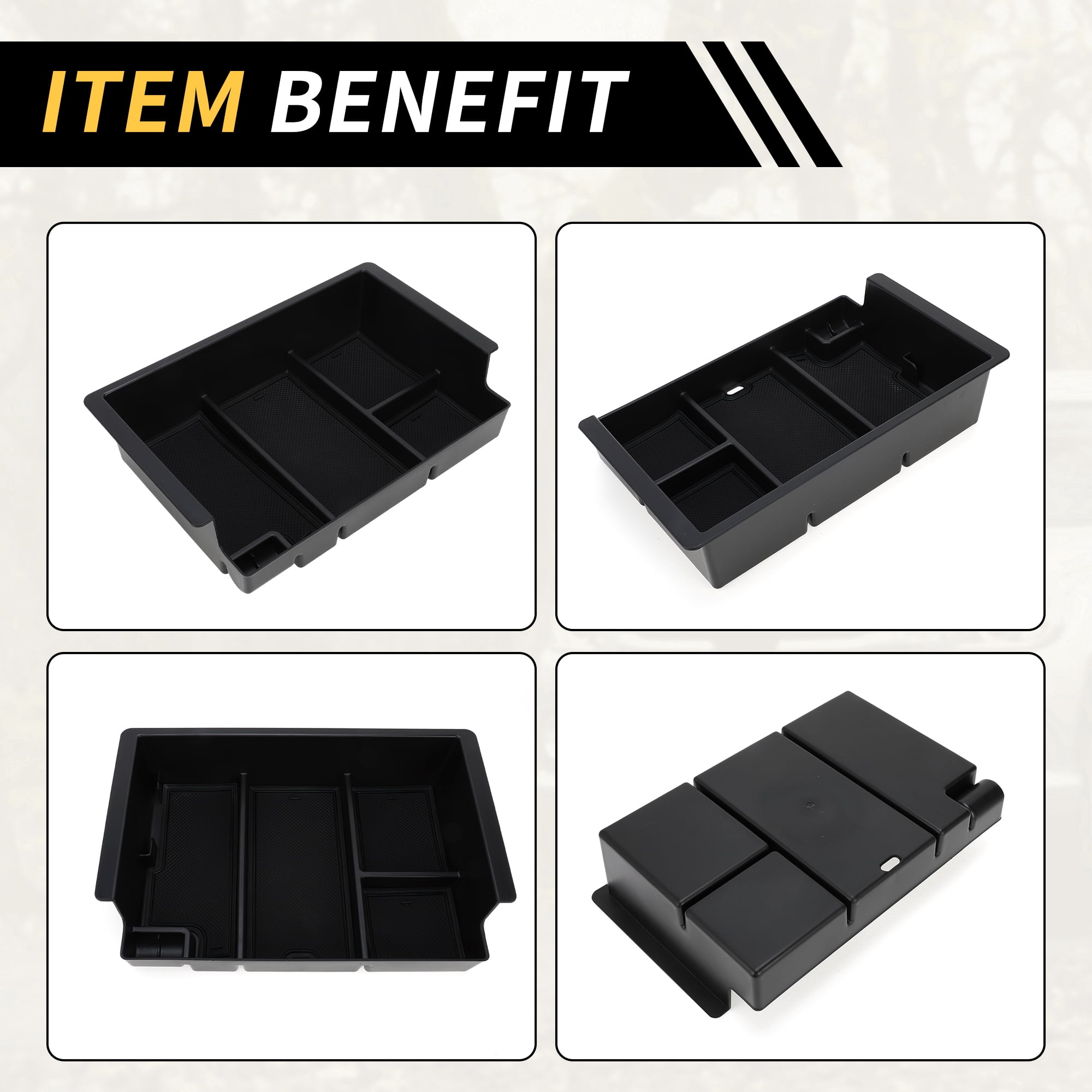 Unique Bargains Full Center Console Organizer Tray for Chevy Silverado for GMC Sierra 2500 3500 HD Yukon 2015-2019 Armrest Storage Box Insert Tray Full Console w/Bucket Seats ONLY Plastic Black