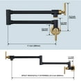 thumbnail image 6 of Wowow Wall Mounted Pot Filler with Double Joint Swing Arms in Black and Gold, 6 of 7