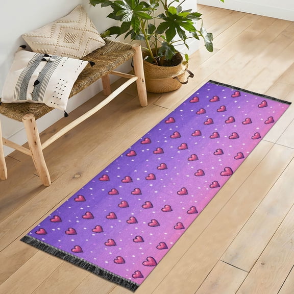 Yayeee Runner Rug for Bedroom 2'x6' Machine Washable Hallway Non Slip Mat, Pixel Love
