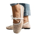 thumbnail image 3 of Women's Elegant Square Toe Embroidered Mary Jane Flats Classic On Design Soft Sole Breathable Lightweight Comfortable Casual Everyday Wear Footwear White 41, 3 of 7