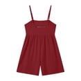 thumbnail image 7 of FDGIU Women's 2026 Summer Spaghetti Strap Romper, Gathered Empire Waist Pocket Sleeveless Casual Short Jumpsuit for Tennis Golf Daily Streetwear, 7 of 7