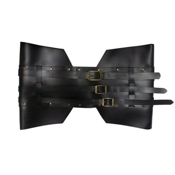 UNDERWRAPS Faux Leather Gladiator Belt - HUGE Black Gladiator Cosplay Belt & Metal Buckle, Warrior Medieval Pirate Viking Pirate Costume Renaissance Accessories