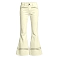 thumbnail image 5 of Glisme Girl Uniform Pant Back To School Elastic Waist Leggings Straight Leg Solid Color Flare Trousers 9-10 Years Beige, 5 of 5