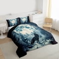 thumbnail image 3 of jejeloiu Wildlife Wolf Queen Comforter Set,Snow Mountain Landscape Bedding Comforter Set For Boys Teens Reversible 3pcs, 3 of 8