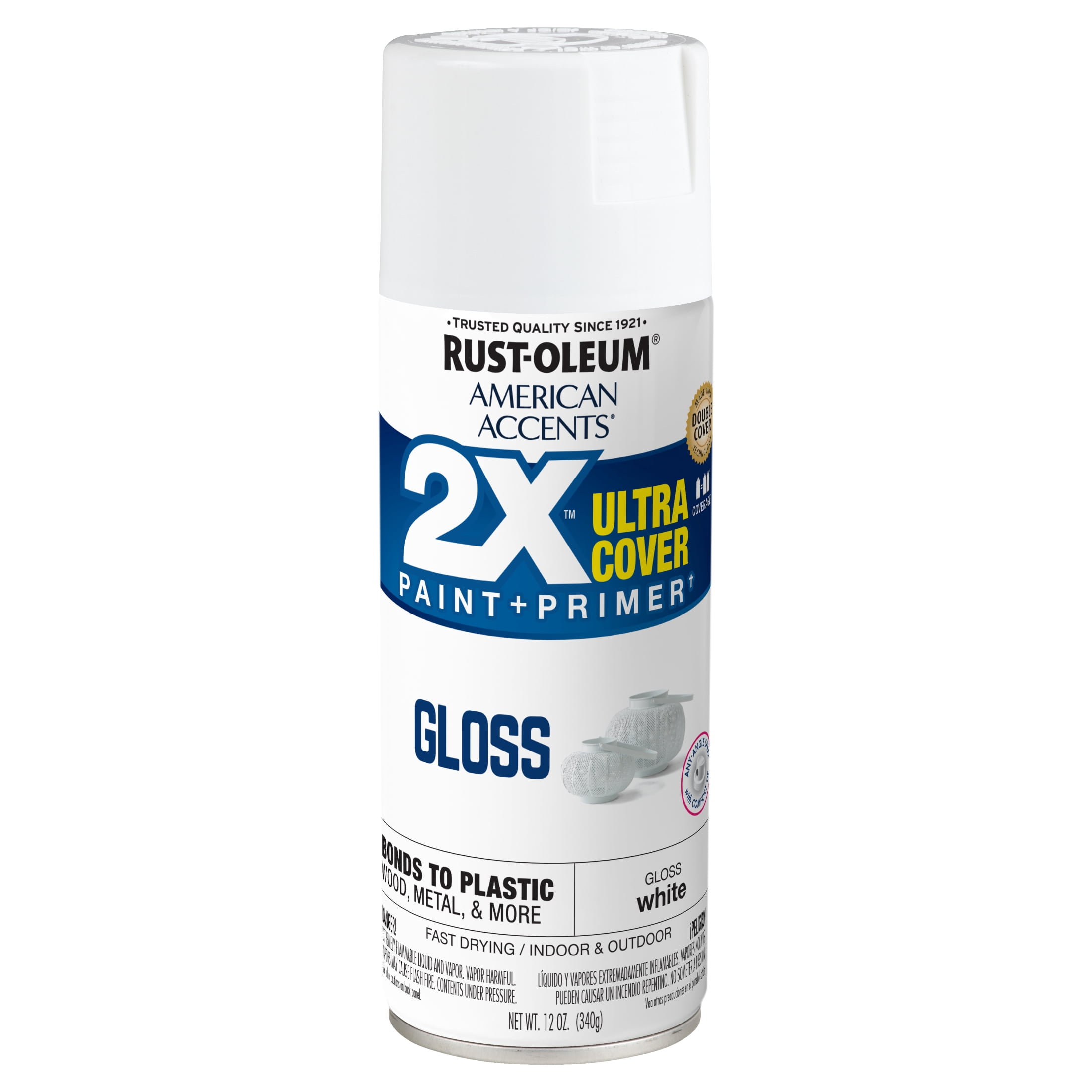 6 Pack, White, Rust-Oleum American Accents 2X Ultra Cover Gloss Spray Paint- 12 oz