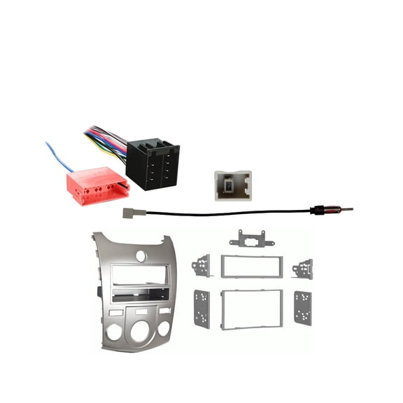 Fits Kia Forte 2010-2013 Manual Climate Silver Metra Multi DIN Dash Kit with Harmony Radio Harness