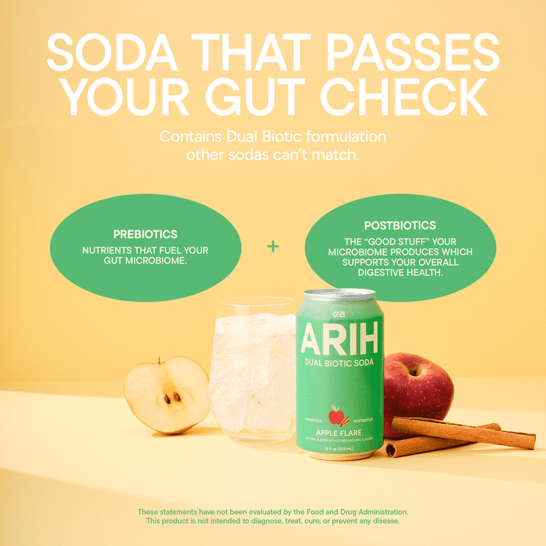 ARIH Dual Biotic Soda, Functional Prebiotic and Postbiotic Soda