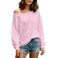 thumbnail image 5 of yillto Women's off Shoulder Tops Long Sleeve Shirts Loose Fashion Casual Pullover Tunic Top, 5 of 7