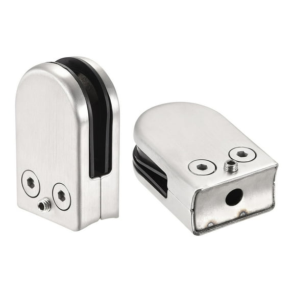 Stainless Steel Glass Clamp, 2Pcs Glass Clip Curved Back Round Glass Bracket for Thickness 10-12mm Glass