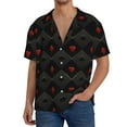 thumbnail image 3 of Vsdgher Red Poker Print Men's Wrinkle Free Untucked Cuban Shirt Business Casual Button Down Shirts Short Sleeve Shirt, 3 of 7