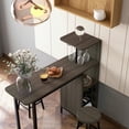thumbnail image 5 of Barara King Dining Set,Dining Table Set, Dining Room Table,3 Piece Bar Table and Chairs Set with 6-Bottle Wine Rack-Brown, 5 of 12