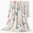 thumbnail image 2 of Printed Flannel Throw Blanket with Vintage Blush Pink Rose Garden Botanical Floral, 2 of 7