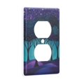 thumbnail image 2 of Yayeee Duplex Wall Plate 1-Gang 4.5"x2.7" Home Receptacle Light Switch Decorative Outlet Cover, Purple Moonlight Forest, 2 of 7
