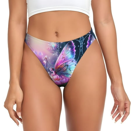 Thongs for Women - Shiny Butterfly No Show Seamless Womens Thongs Underwear  Stretch G String Thongs for Women  Ladies Breathable Thong Bikini Panties Briefs