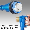thumbnail image 3 of 50 Amp 20FT Generator Power Cord + Power Inlet Box, NEMA 14-50P / SS2-50R Twist Lock Connector, Weatherproof & UV Resistant,  for RV, Camping, Trailer & Emergency Backup Power, 3 of 9