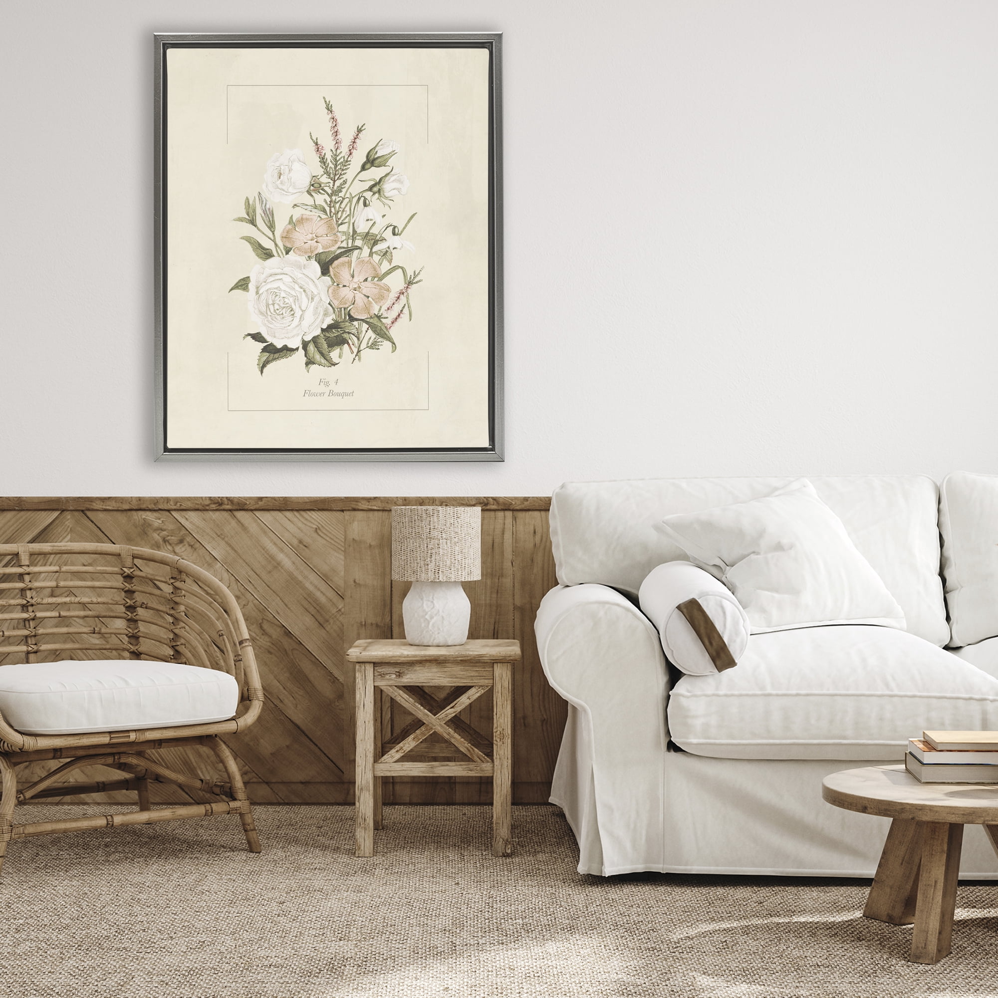 Stupell Industries Neutral & Soft Bouquet Study Gray Framed Floater Canvas Wall Art, design by Dan Meneely