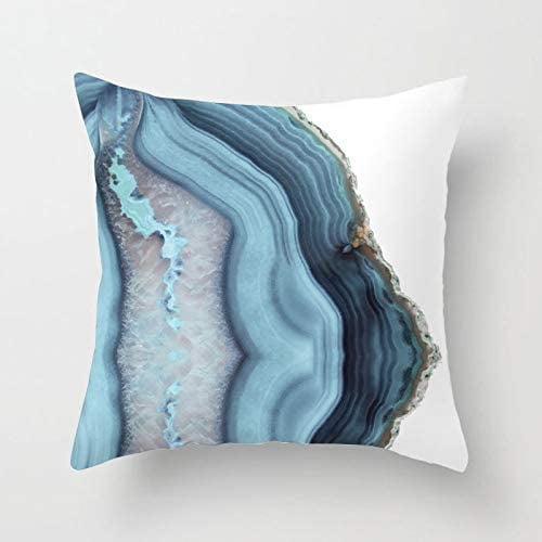Wekity Pillow Covers Set Of 4 Navy Blue Couch Pillows the Pattern Is Single Sided Printing Watercolor Dots Marble Sea Crystal Texture Pattern Cushion