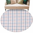 thumbnail image 2 of 5ft Round Rug, Abstract Plaid, Non-Skid Rubber Backing Large Area Rugs - Living Room Bedroom Home Office, Minimalistic Multi Colors Country Rustic Plaid Indoor Floor Mat Carpets Washable Rug, 2 of 9