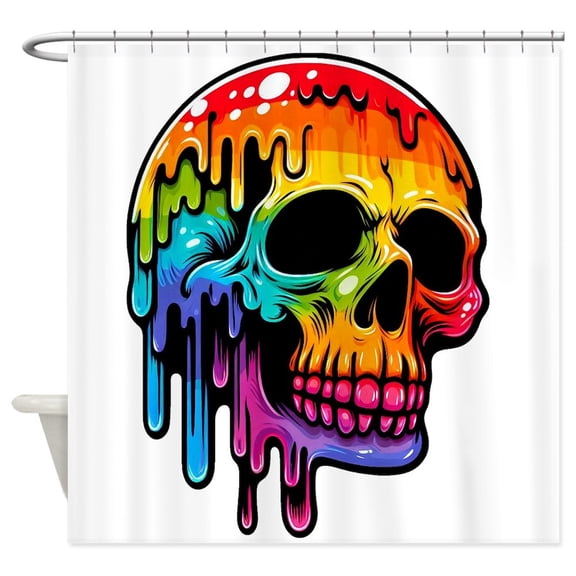 CafePress - Vibrant Multicolor Skull - Unique Fabric Shower Curtain 70" x 72"