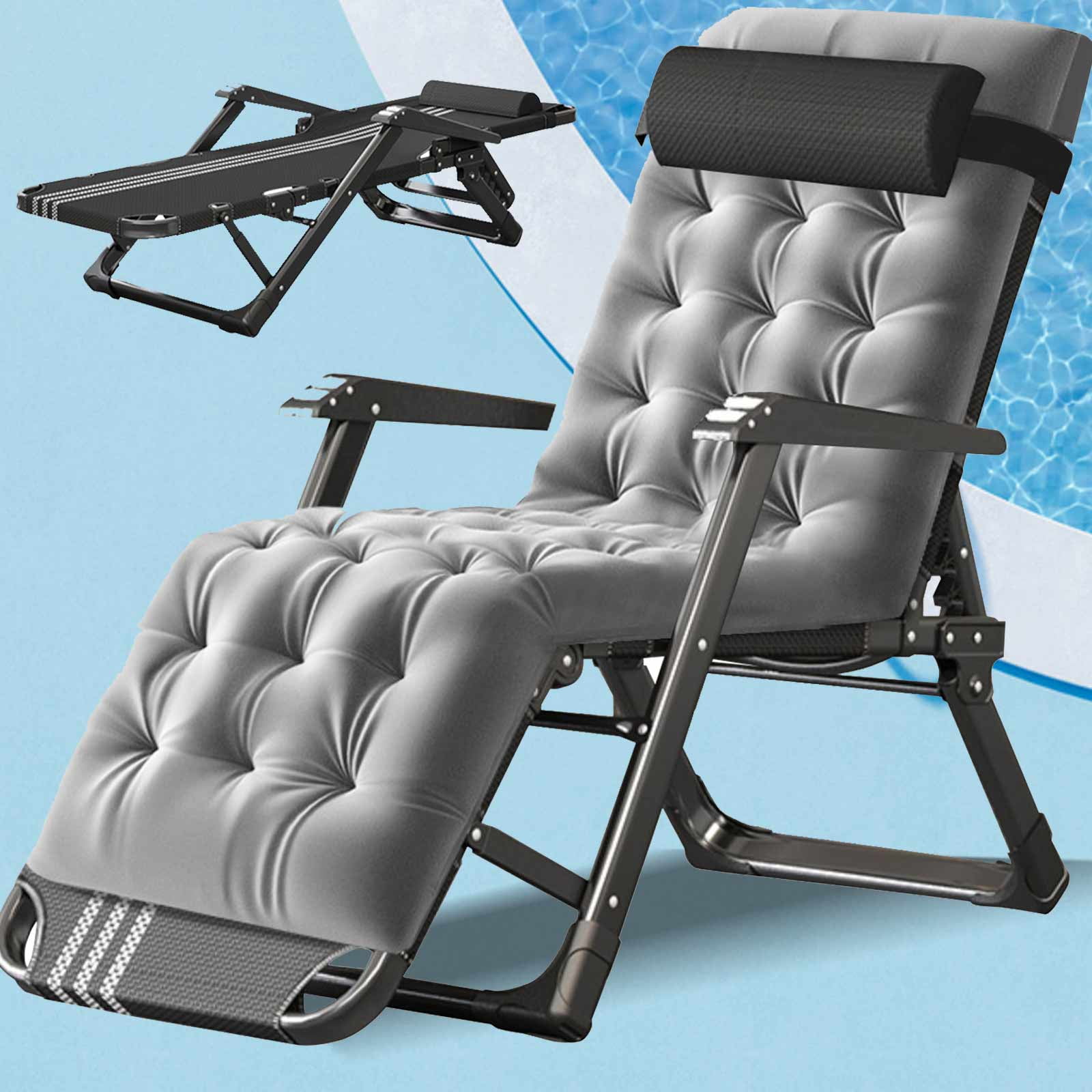 Lilypelle Zero Gravity Chair, Outdoor Padded Lounge Chair with Side Table, Zero Gravity Recliner