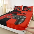 thumbnail image 3 of Homewish Gamepad Gaming Twin Sheet Sets,Modern Video Game Twin Fitted Sheet,Red Black Flat Sheet For Kids,Luxury Bedroom Decor,3 Pieces, 3 of 7