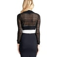 thumbnail image 2 of Fashion Secrets Juniors Long Sleeve Jacquard Texture Shrug Bolero, Cropped Sweater Short Cardigan (Large, Black), 2 of 3