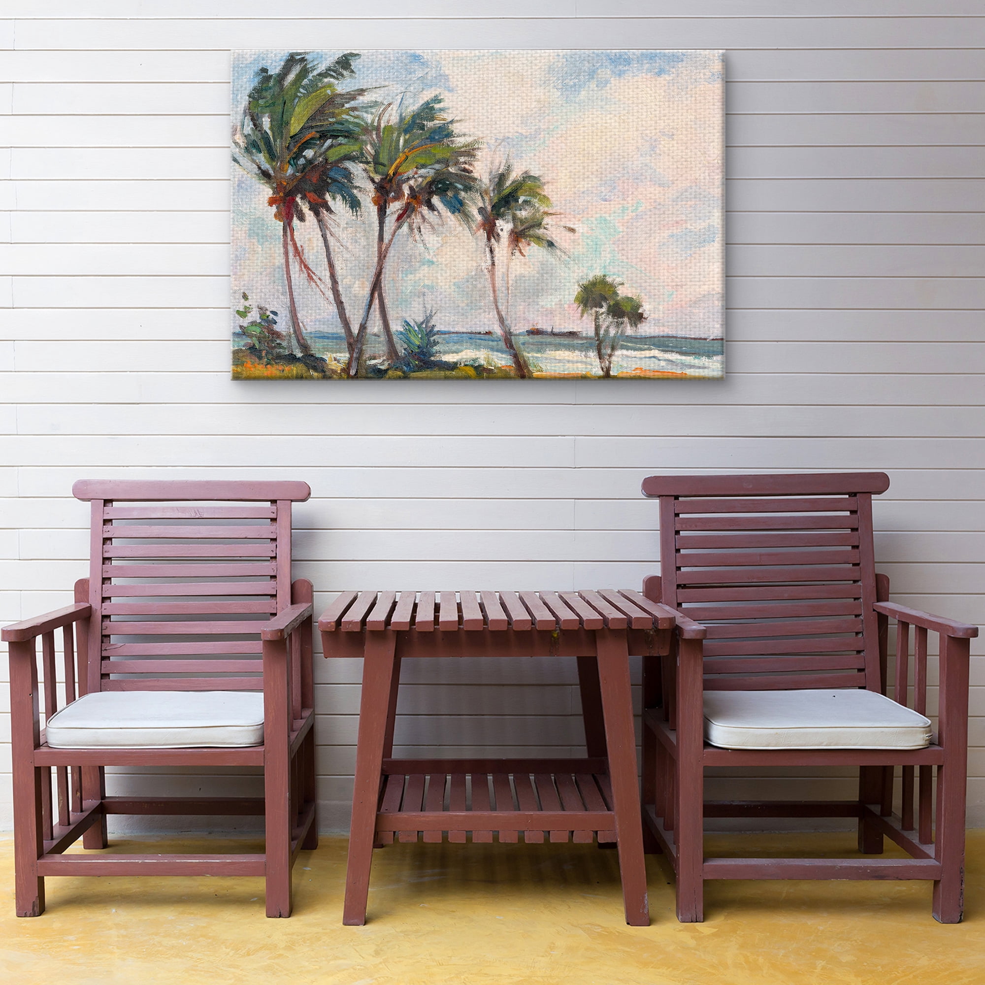 Masterpiece Art Gallery Six Palm Trees by the Sea by Richard A. Rogers Canvas Art Print 24" x 36"