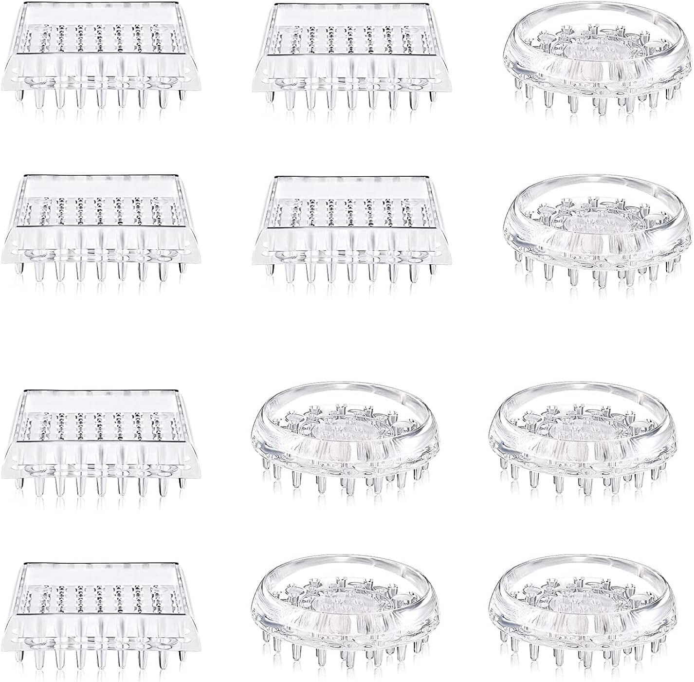 20pcs Carpet Protectors Spiked Caster Cups Clear Transparent Plastic
