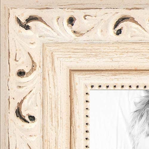 8x8 inch white picture , this 1.25" wood poster is old white wash with bead, for your art or photos - comes with regular glass, womd11234-8x8