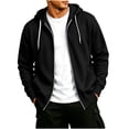 thumbnail image 2 of Fnooota Mens Zip up Hoodies, Long Sleeve Drawstring Casual Lightweight Fall Jackets with Pockets Black Size S-3XL, 2 of 5