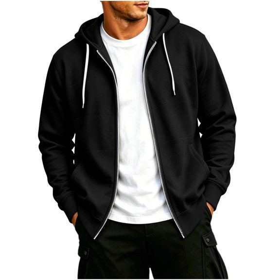 Chiccall Mens Fleece Hoodie with Pockets Full Zip Long Sleeve Drawstring Hooded Sweatshirts Fashion Casual Athletic Solid Jacket