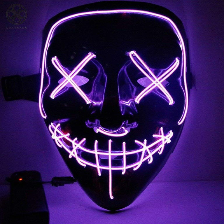 Luxtrada Halloween LED Glow Mask Wire Light Up The Purge Movie Costume +AA Battery (Purple) Walmart.com