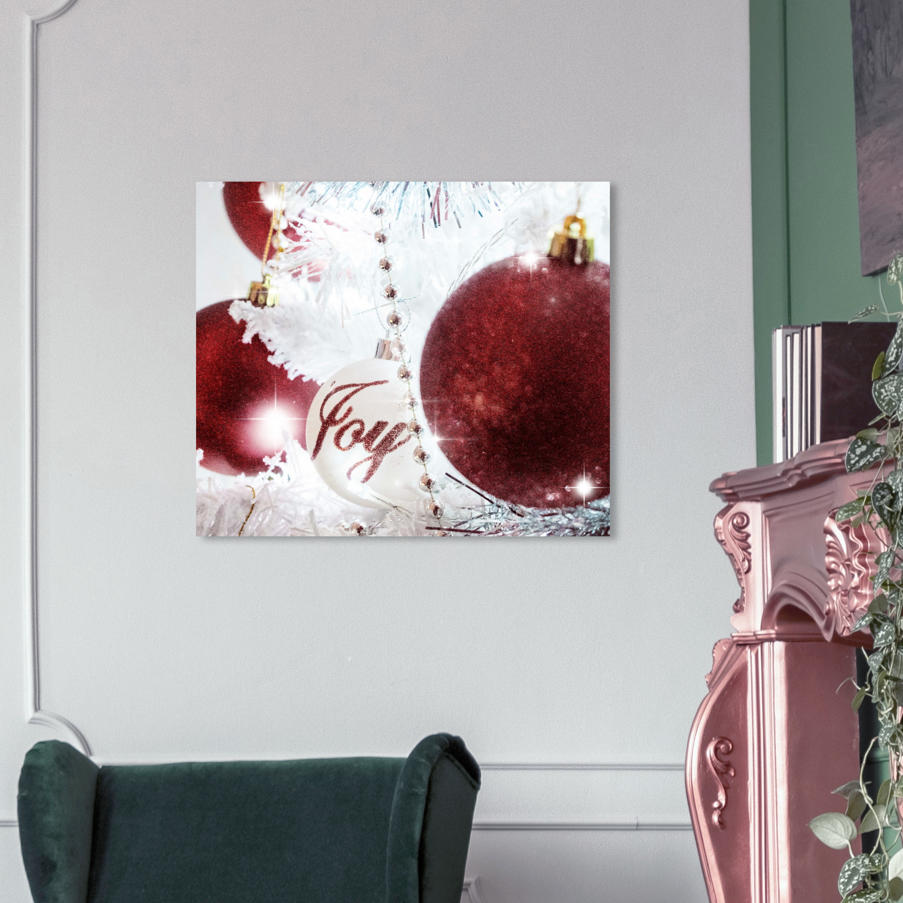 Wynwood Studio Holiday and Seasonal Wall Art Canvas Prints 'Christmas Ornaments' Christmas Home Décor - Red, White, 24" x 20"