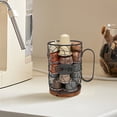 thumbnail image 6 of Coffee Pod Holder with Wooden Base, Black Iron K Cup Holder, Metal Wire Basket K Cup Organizer with Handle for Counter for Kitchen, Coffee Bar, 6 of 11